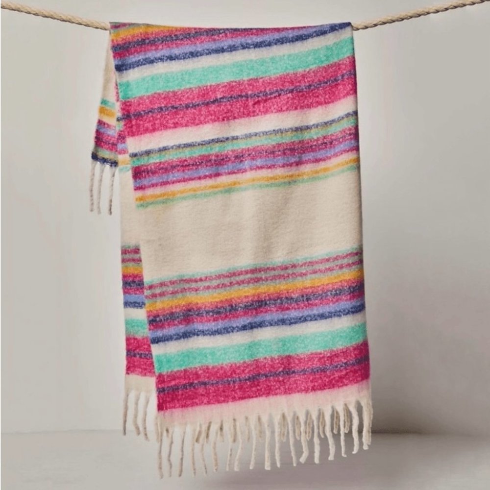 Free People Skye Stripe Fringe Throw Blanket - Picture 3 of 9